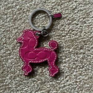 Coach Pink Poodle Vintage Signature C Print Keychain
